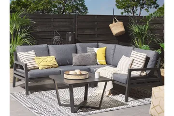 Trädgårdsmöbelset 5-sits mörkgrå VIZZINI - Svart - Utemöbler & utemiljö - Loungemöbler - Loungeset & loungegrupp