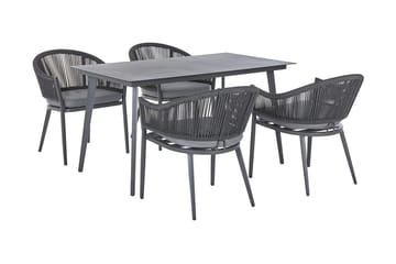 Trädgårdsset av Utebord och 4 Utestolar aluminium MILETO - Grå - Utemöbler & utemiljö - Loungemöbler - Loungeset & loungegrupp