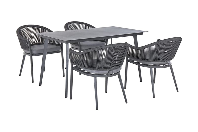 Trädgårdsset av Utebord och 4 Utestolar aluminium MILETO - Grå - Utemöbler & utemiljö - Loungemöbler - Loungeset & loungegrupp