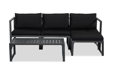 Tunis Loungegrupp Utomhus - 4-sits Loungeset Utemöbler för Uteplats - Svart / Svarta dynor - Utemöbler & utemiljö - Loungemöbler - Loungeset & loungegrupp