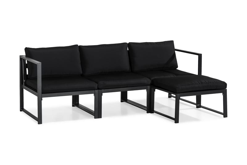 Tunis Loungegrupp Utomhus - 4-sits Loungeset Utemöbler för Uteplats - Svart / Svarta dynor - Utemöbler & utemiljö - Loungemöbler - Loungeset & loungegrupp