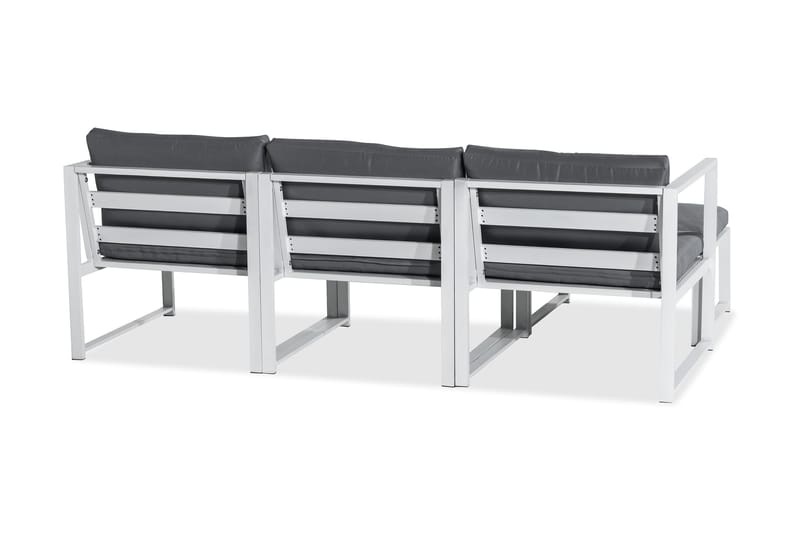 Tunis Loungegrupp Utomhus - 4-sits Loungeset Utemöbler för Uteplats - Vit / Gråa dynor - Utemöbler & utemiljö - Loungemöbler - Loungeset & loungegrupp