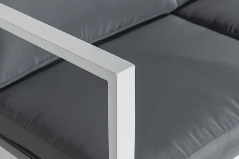 Tunis Loungegrupp Utomhus - 4-sits Loungeset Utemöbler för Uteplats - Vit / Gråa dynor - Utemöbler & utemiljö - Loungemöbler - Loungeset & loungegrupp