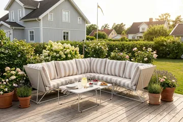 Usteryd utomhus hörnsoffa 5-sits vändbar - Beige/Striped - Utemöbler & utemiljö - Loungemöbler - Loungeset & loungegrupp
