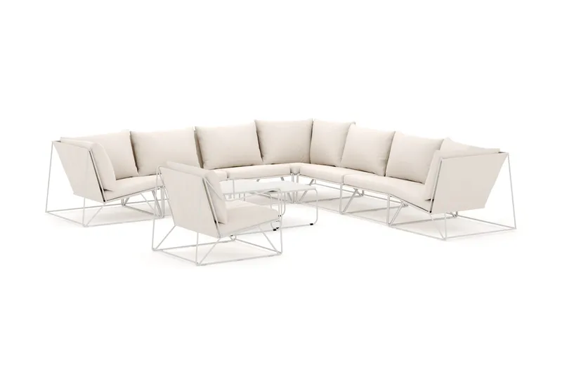 Usteryd utomhus hörnsoffa 8-sits vändbar med fåtölj, Beige/Beige