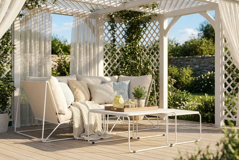 Usteryd utomhus rak 2-sits soffa - Beige/Beige - Utemöbler & utemiljö - Loungemöbler - Loungeset & loungegrupp