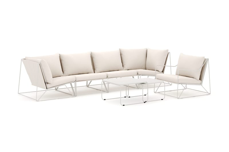 Usteryd utomhus rak 5-sits soffa med fåtölj, Beige/Beige