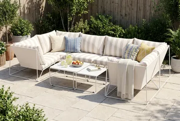 Usteryd utomhus U-soffa 6-sits med stängt avslut - Beige/Striped - Utemöbler & utemiljö - Loungemöbler - Loungeset & loungegrupp