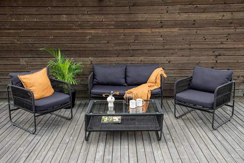 Utah Loungegrupp Utomhus 4-sits - Svart - Utemöbler & utemiljö - Loungemöbler - Loungeset & loungegrupp