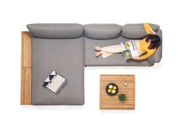 Utomhusset TOPAZ dagbädd + vänster/höger 2-sitssoffa + soffbord 73 cm - magnesiumgrå - Utemöbler & utemiljö - Loungemöbler - Loungeset & loungegrupp