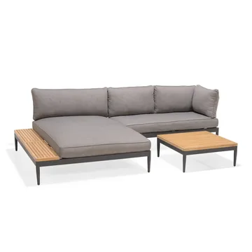 Utomhusset TOPAZ dagbädd + vänster/höger 2-sitssoffa + soffbord 73 cm - magnesiumgrå - Utemöbler & utemiljö - Loungemöbler - Loungeset & loungegrupp