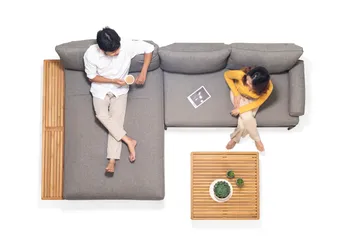 Utomhusset TOPAZ dagbädd + vänster/höger 2-sitssoffa + soffbord 73 cm - magnesiumgrå - Utemöbler & utemiljö - Loungemöbler - Loungeset & loungegrupp