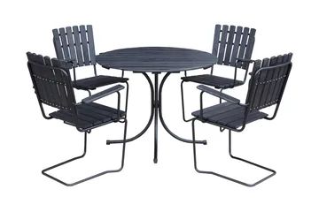 Vaxholm Matgrupp Utomhus Rund - Kaffesvart/Grå - Utemöbler & utemiljö - Loungemöbler - Loungeset & loungegrupp