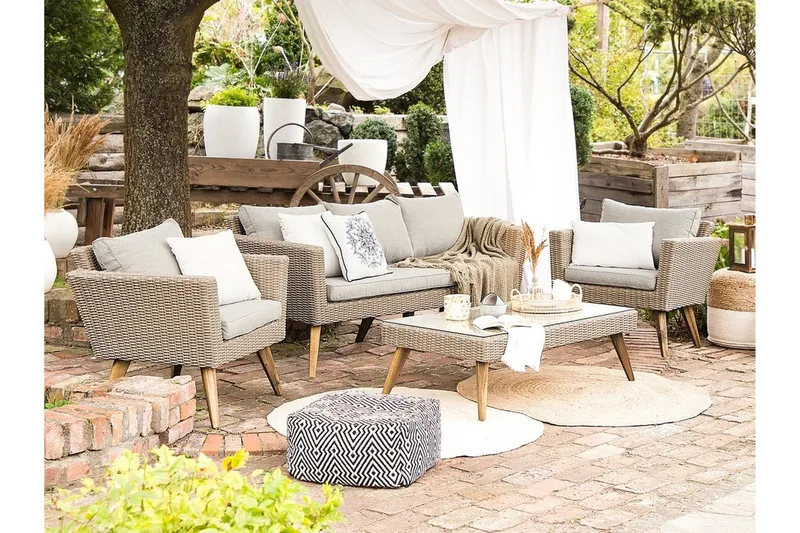 Vittoria xl  Loungegrupp Utomhus 120 cm - Trä/Natur - Utemöbler & utemiljö - Loungemöbler - Loungeset & loungegrupp