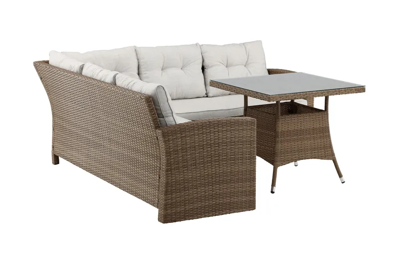 Watford Hörnsoffa Utomhus med Utebord - Brun/Natur - Utemöbler & utemiljö - Loungemöbler - Loungeset & loungegrupp