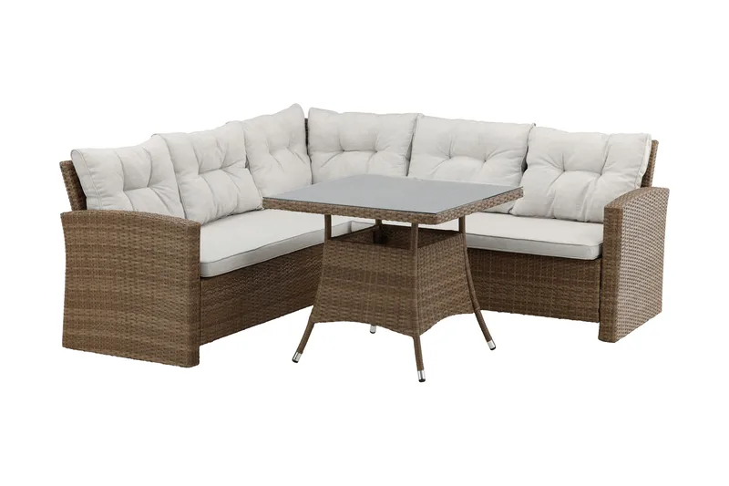 Watford Hörnsoffa Utomhus med Utebord - Brun/Natur - Utemöbler & utemiljö - Loungemöbler - Loungeset & loungegrupp