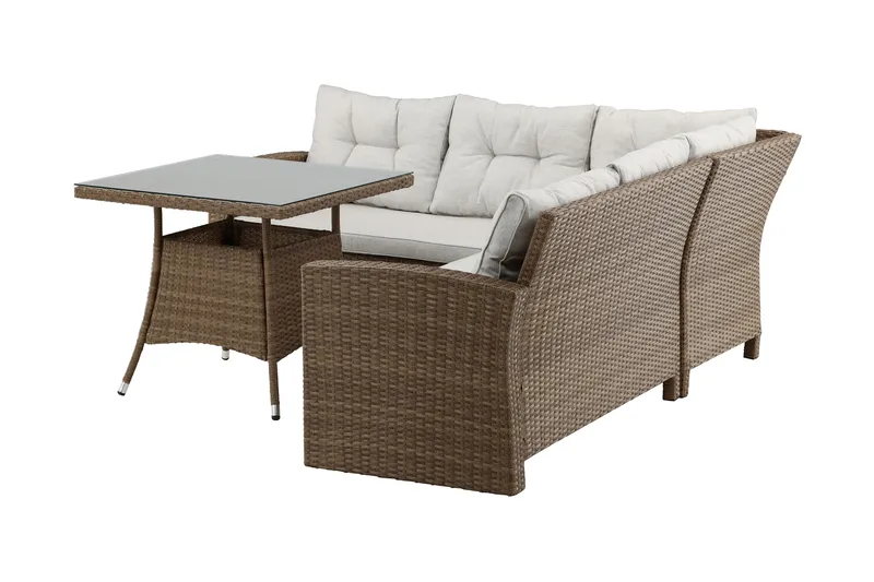 Watford Hörnsoffa Utomhus med Utebord - Brun/Natur - Utemöbler & utemiljö - Loungemöbler - Loungeset & loungegrupp