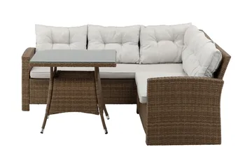 Watford Hörnsoffa Utomhus med Utebord - Brun/Natur - Utemöbler & utemiljö - Loungemöbler - Loungeset & loungegrupp