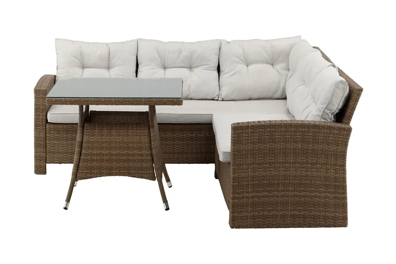 Watford Hörnsoffa Utomhus med Utebord - Brun/Natur - Utemöbler & utemiljö - Loungemöbler - Loungeset & loungegrupp