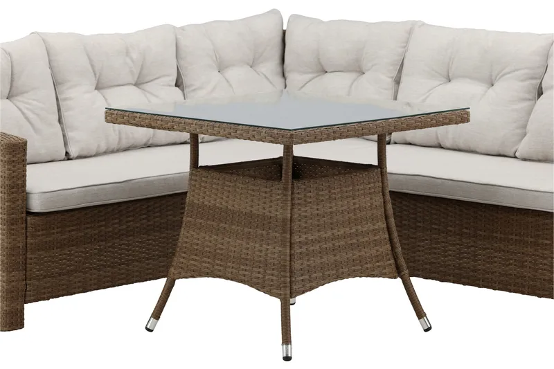 Watford Hörnsoffa Utomhus med Utebord - Brun/Natur - Utemöbler & utemiljö - Loungemöbler - Loungeset & loungegrupp