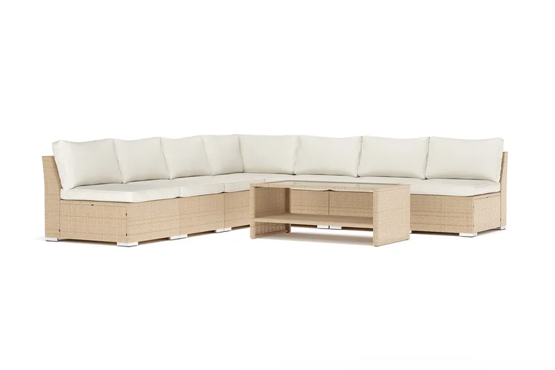 Wisconsin utomhus hörnsoffa 7-sits vändbar med öppet avslut, Beige