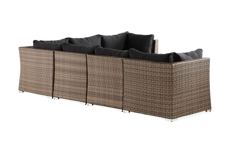Wisconsin Premium Loungegrupp utomhus - Soffgrupp till uteplats 6-sits - Loungeset konstrotting utemöbler - Sand / Brun / Svarta dynor - Utemöbler & utemiljö - Loungemöbler - Loungeset & loungegrupp