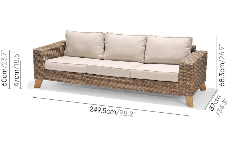 3-sits Soffa Bahamas - Beige - Utemöbler & utemiljö - Loungemöbler - Loungesoffor