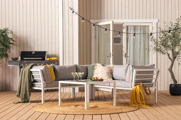 Ariany Hörnsoffa - Vit / Grå dynor - Utemöbler & utemiljö - Loungemöbler - Loungesoffor