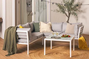 Ariany Hörnsoffa - Vit / Grå dynor - Utemöbler & utemiljö - Loungemöbler - Loungesoffor