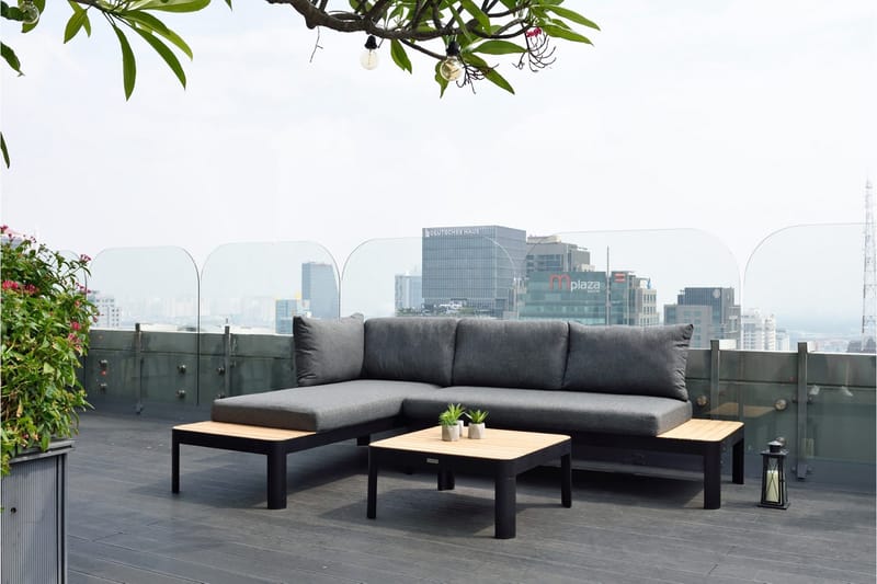 Portals 2-sits Utesoffa - Teak/Svart - Utemöbler & utemiljö - Loungemöbler - Loungesoffor