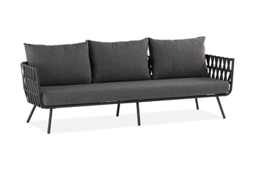 Sandina 3-sits Utesoffa – Soffa ute med avtagbar klädsel - Svart / Grå - Utemöbler & utemiljö - Loungemöbler - Loungesoffor