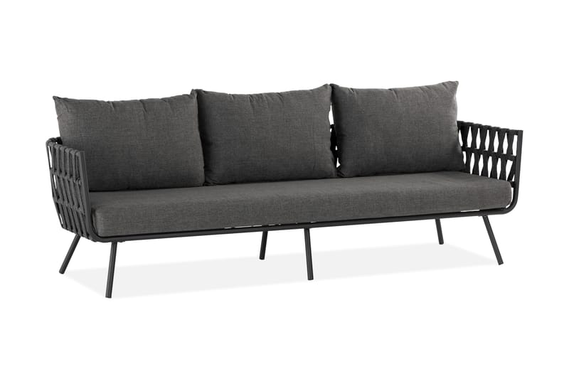 Sandina 3-sits Utesoffa – Soffa ute med avtagbar klädsel - Svart / Grå - Utemöbler & utemiljö - Loungemöbler - Loungesoffor