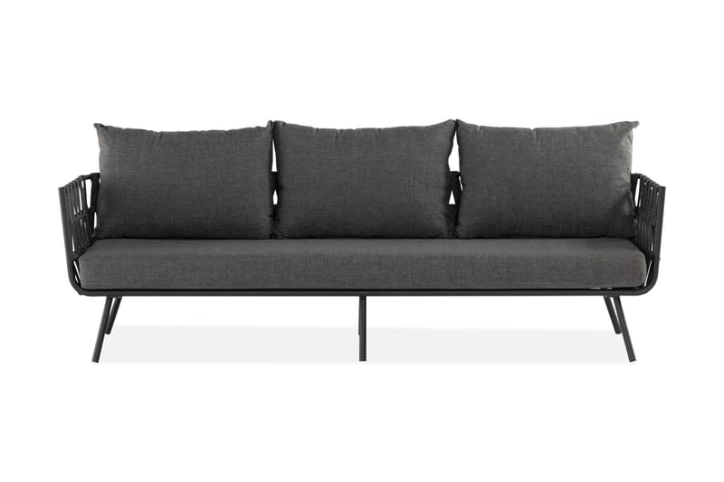 Sandina 3-sits Utesoffa – Soffa ute med avtagbar klädsel - Svart / Grå - Utemöbler & utemiljö - Loungemöbler - Loungesoffor