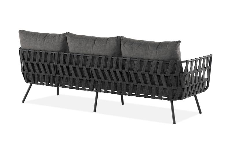 Sandina 3-sits Utesoffa – Soffa ute med avtagbar klädsel - Svart / Grå - Utemöbler & utemiljö - Loungemöbler - Loungesoffor