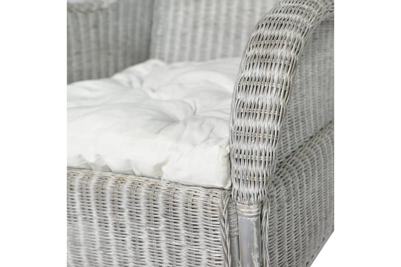 Soffa med dyna grå naturlig rotting och linne - Grå - Loungesoffor - Utesoffa