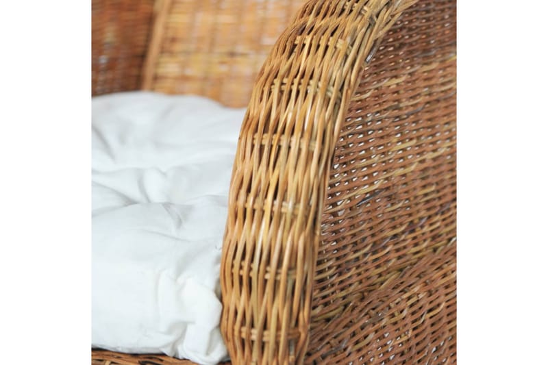 Soffa med dyna ljus naturlig rotting och linne - Brun - Loungesoffor - Utesoffa