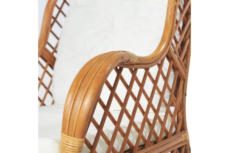 Soffa med dyna ljusbrun naturlig rotting och linne - Brun - Loungesoffor - Utesoffa