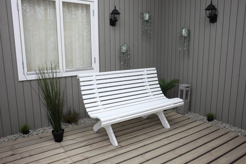 Trädgårdsbänk Norvald 140 cm Vit - Vit - Loungesoffor - Utesoffa