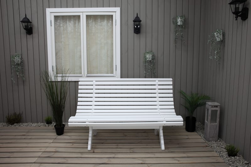 Trädgårdsbänk Norvald 140 cm Vit - Vit - Loungesoffor - Utesoffa