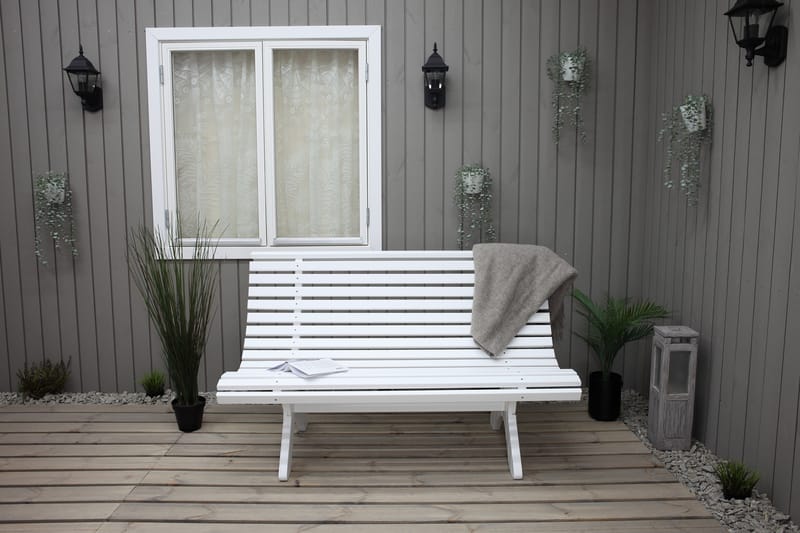 Trädgårdsbänk Norvald 140 cm Vit - Vit - Loungesoffor - Utesoffa