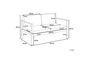 Trädgårdssoffa Tirrena 142 cm - Ljusgrå - Utemöbler & utemiljö - Loungemöbler - Loungesoffor