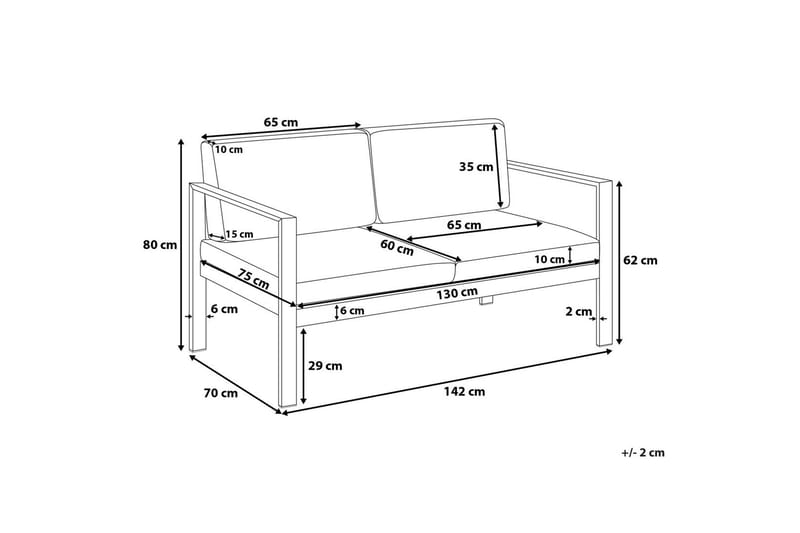 Trädgårdssoffa Tirrena 142 cm - Ljusgrå - Utemöbler & utemiljö - Loungemöbler - Loungesoffor
