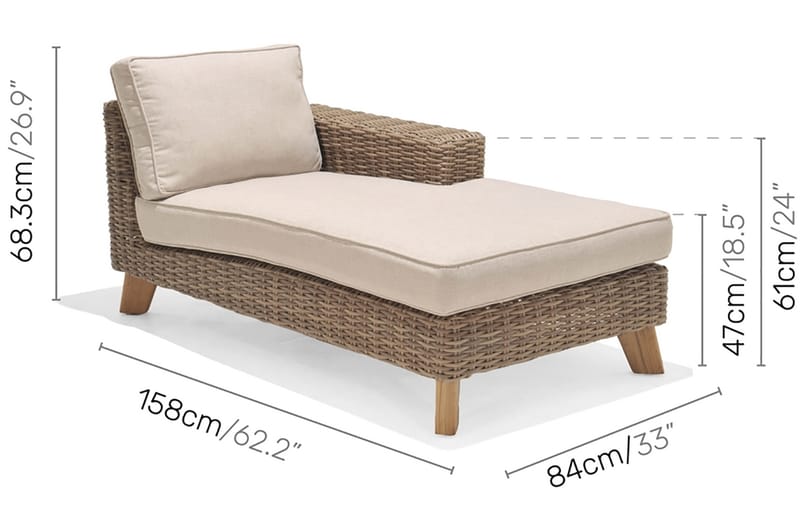 Utesoffa Bahamas med Armstöd Vänster - Beige - Utemöbler & utemiljö - Loungemöbler - Loungesoffor
