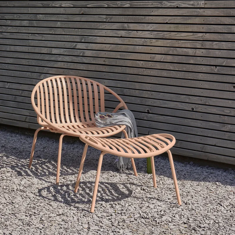 Loungestol + Pall Bruce Utomhus - Laxrosa - Utemöbler & utemiljö - Loungemöbler - Loungestol utomhus