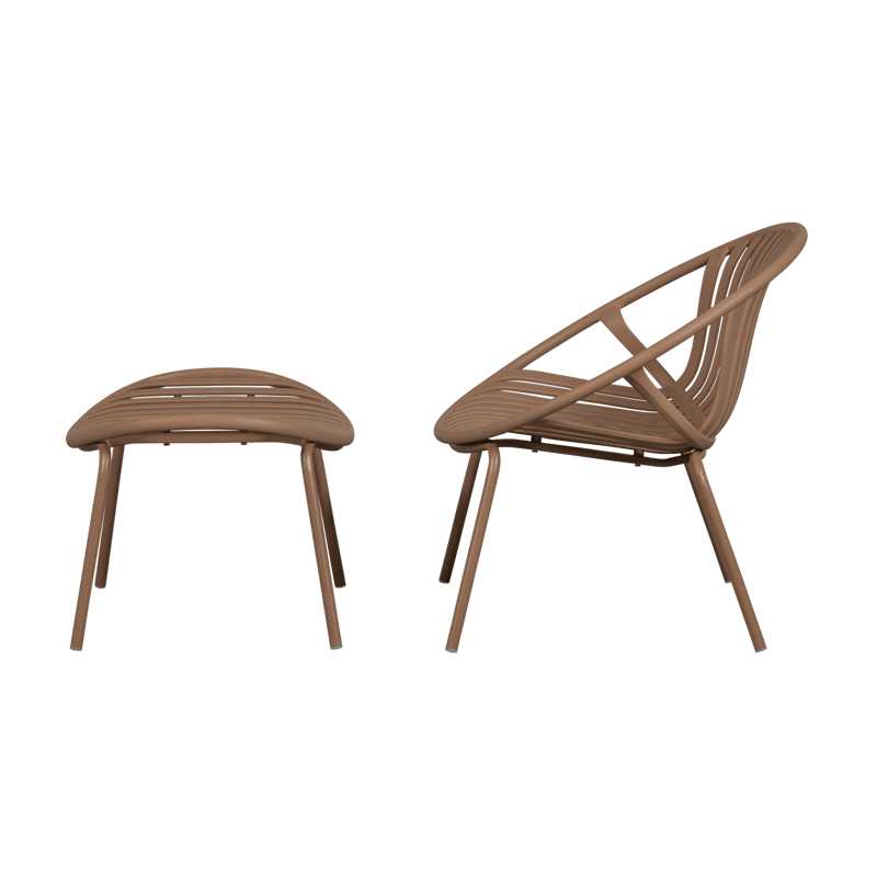 Loungestol + Pall Bruce Utomhus - Laxrosa - Utemöbler & utemiljö - Loungemöbler - Loungestol utomhus