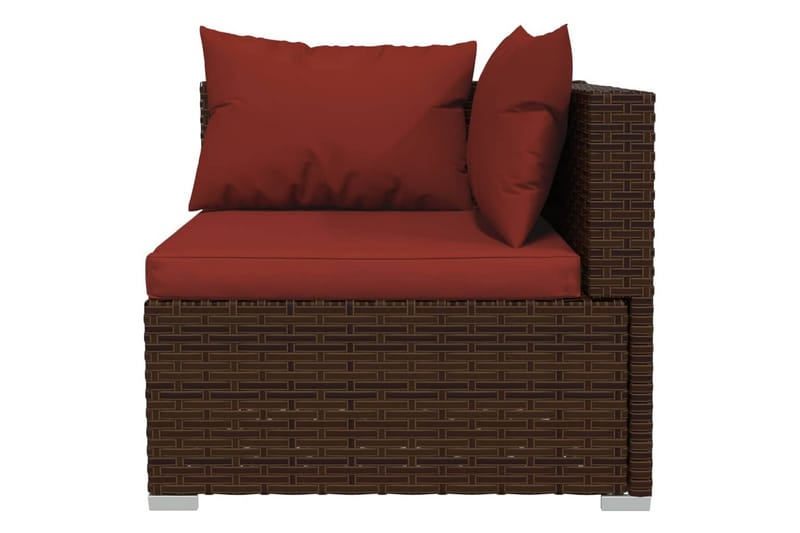 Soffa 2-sits med dynor konstrotting brun - Brun/Röd - Loungesoffor - Utesoffa
