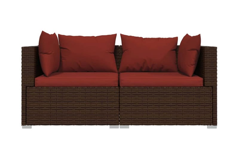 Soffa 2-sits med dynor konstrotting brun - Brun/Röd - Loungesoffor - Utesoffa