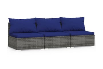 Soffa 3-sits med dynor konstrotting grå