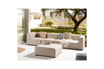Soffa med fotpall Arezzo Beige/svart - Beige/svart - Utemöbler & utemiljö - Loungemöbler - Loungesoffor
