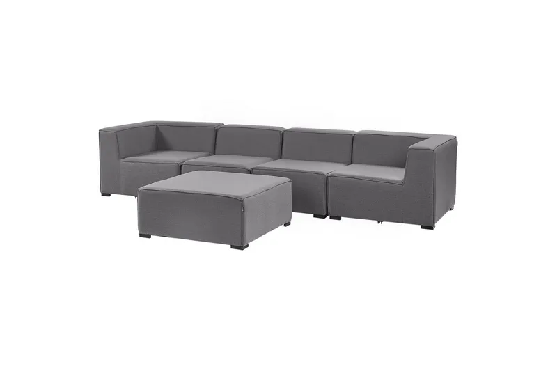 Soffa med fotpall Arezzo Grå/svart - Grå/svart - Utemöbler & utemiljö - Loungemöbler - Loungesoffor